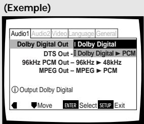 PIONEER DV-575A - Appuyez sur la touche de déplacement du curseur () pour acceder aux options. - 1