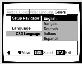 PIONEER DV-575A - Eingabe der OSD-Sprachenwahl (On-Screen-Display-Sprache) - 1
