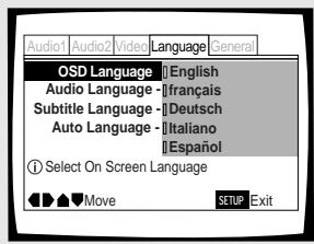 PIONEER DV-575A - Choix de la langue d'affichage - 1