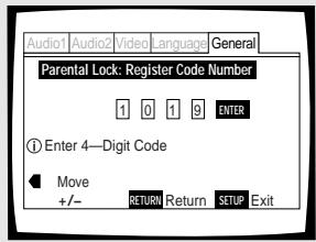PIONEER DV-575A - Die Cursor-Tasten ( / ) verwenden, um den Cursor zu einer anderen Position innerhalb des Kennworts zu bewegen. - 1