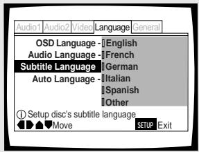 PIONEER DV-575A - Wahl der bevorzugten Untertitel-Sprache - 1