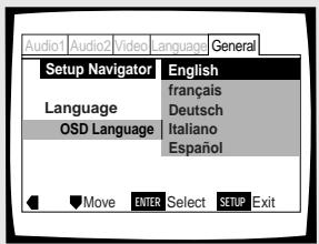 PIONEER DV-575A - Choix de la langue d'affichage sur l'écran (OSD) - 1