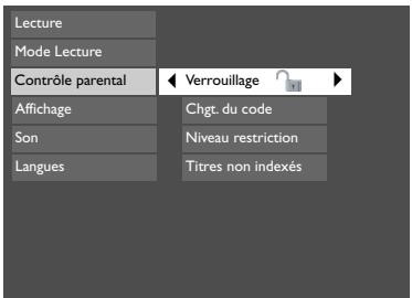 THOMSON DVD80K - Le menu Contrôle parental - 1