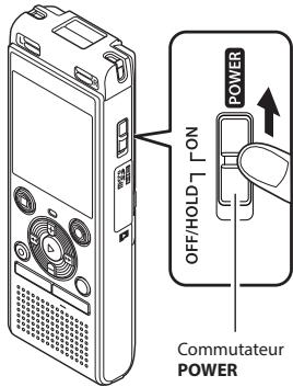 OLYMPUS WS-852 - Faites glisser le commutateur POWER en position [ON]. - 1