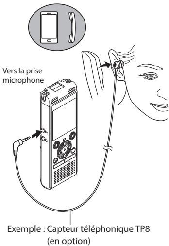 OLYMPUS WS-852 - Branchez un microphone externe dans la prise microphone (♀) de l'enregistreur vocal. - 1