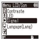 OLYMPUS WS-852 - Appuyez sur la touche + ou – pour sélectionner l'élément de configuration souhaité. - 2
