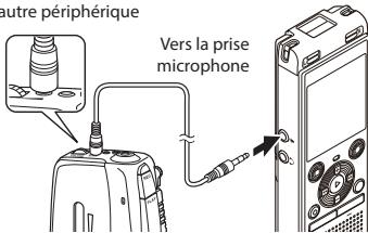 OLYMPUS WS-852 - Connectez l'enregistreur vocal à un autre périphérique à l'aide du câble de connexion KA333. - 1