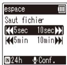 OLYMPUS WS-852 - Appuyez sur la touche + ou – pour sélectionner [Saut fichier], - 2