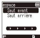 OLYMPUS WS-852 - Appuyez sur la touche + ou – pour sélectionner [Saut avant] ou [Saut arrière]. - 2