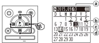 OLYMPUS WS-852 - Appuyez sur la touche CALENDAR/SCENE pendant que l'enregistreur vocal est en mode d'arrêt. - 2
