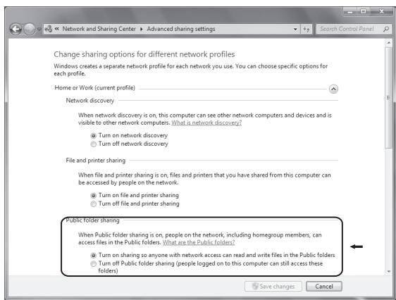 TEAC AI101DA - Seleccione "Activar el uso compartido para que todos los usuarios con acceso a la red puedan leer y escribir archivos de las carpetas públicas" para activar el uso compartido de las carpetas públicas. - 1