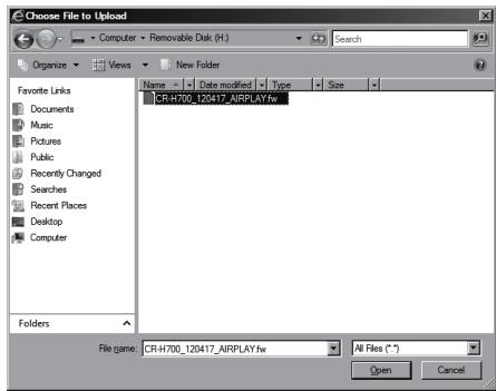 TEAC AI301DA - Click Browse..., and then select the desired firmware file (.fw). - 3