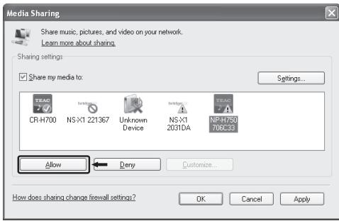 TEAC AI301DA - Select "NP-H750" and click "Allow". - 1