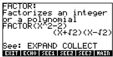 HP PRIME GRAPHING CALCULATOR - Fonctions du menu ALG - 5