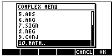 HP PRIME GRAPHING CALCULATOR - Menu CMPLX en passant par le menu MTH - 2