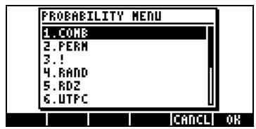 HP PRIME GRAPHING CALCULATOR - Sous-menu MTH/PROBABILITY.. - 1ère partie - 2