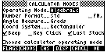 HP PRIME GRAPHING CALCULATOR - Selectionner les paramètres CAS - 1