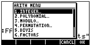HP PRIME GRAPHING CALCULATOR - Fonctions du menu ARITHMETIC - 1