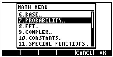 HP PRIME GRAPHING CALCULATOR - Sous-menu MTH/PROBABILITY.. - 1ère partie - 1