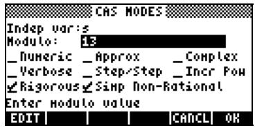 HP PRIME GRAPHING CALCULATOR - Selectionner les paramètres CAS - 2