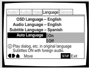 PIONEER DVH-340UB & DV 340,MV - Eingabe der Auto Language-Funktion zur Steuerung der programmabhängigen Untertitel- und Audio-Sprache - 1