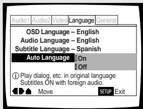 PIONEER DVH-340UB & DV 340,MV - Choix des langues de base pour les dialogues et les sous-titres - 1