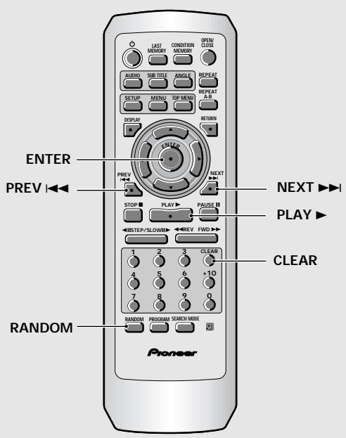 ENTER PREV NEXT ►I PLAY ► CLEAR RANDOM Pioneer