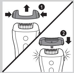 Diagram illustrating two types of hairbrushes with labeled parts and directional arrows indicating movement or positioning.