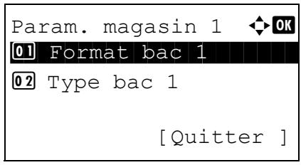 KYOCERA KM 1500 & KM-1500,MV - Sélection du format de papier et du type de support pour les magasins - 4