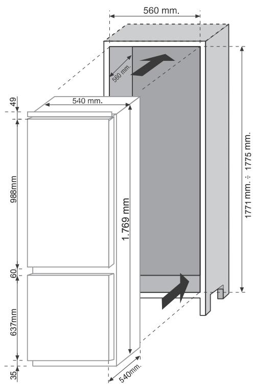ROSIERES RBBS 100 - DIMENSIONES DEL PRODUCTO Y HUECO DE ENCASTRE - 1
