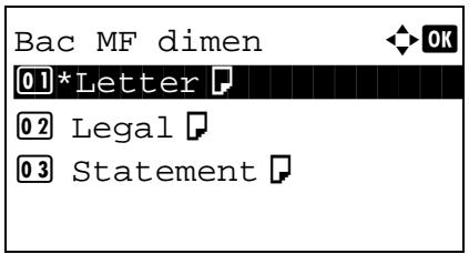 KYOCERA KM 1635 & KM-1635,MV - Spécification du format de papier et du type de support pour le bac MF - 7