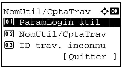 NomUtil/CptaTrav 01 ParamLogin util 02 NomUtil/CptaTrav 03 ID trav. inconnu [ Quitter ]