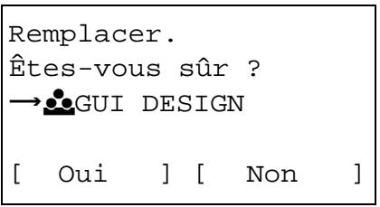 Remplacer. Êtes-vous sûr ? →●●GUI DESIGN [ Oui ] [ Non ]