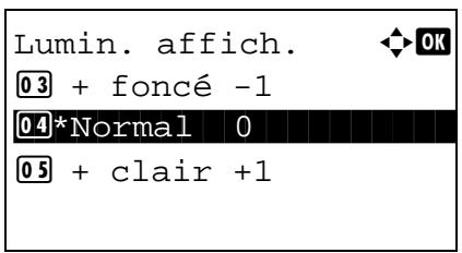 Lumin. affich. 03 + foncé -1 04*Normal 0 05 + clair +1