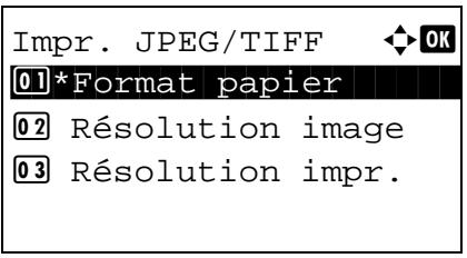 Impr. JPEG/TIFF 01*Format papier 02 Résolution image 03 Résolution impr.