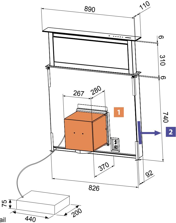 AIRLUX AHP 67 IX - AHT63 - HOTTE PLAN DE TRAVAIL TÉLESCOPIQUE 90 CM - 2