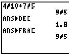 TEXAS INSTRUMENTS TI 83 & TI-83,MV - Conversion des fractions simples et des nombres entiers avec une fraction b/c o a. b/c - 2