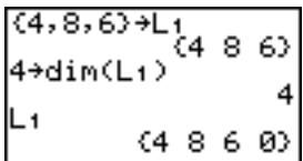 TEXAS INSTRUMENTS 82 ADVANCED - Redimensionner une liste avec dim( - 1