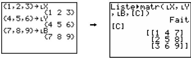 TEXAS INSTRUMENTS 82 ADVANCED - Liste>mat(listeA,..., listen, matrice) - 1