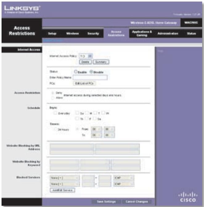 LINKSYS WRT3200ACM - Access Restrictions > Internet Access - 1