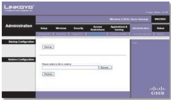 LINKSYS WRT3200ACM - Administration > Back Up & Restore - 1