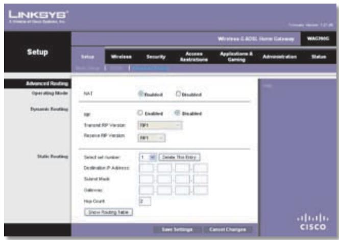 LINKSYS WRT3200ACM - Setup > Advanced Routing - 1