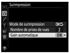 NIKON D5600 - Choisissez le niveau de gain. Mettez en surbrillance Gain automatique et appuyez sur 念 - 1