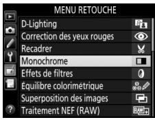 NIKON D5600 - Sélectionnez une option dans le menu Retouche. - 1