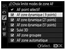 NIKON D5600 - a11: Choix limite modes de zone AF - 1