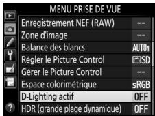 NIKON D5600 - Sélectionnez D-Lighting actif. - 1