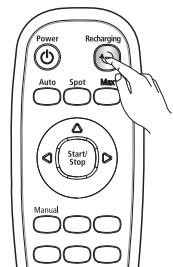 SAMSUNG SRR400 - Met behulp van de knop voor opnieuw opladen kut u de robotstofzuiger hier het oplaadstation latent terugkeren. - 2