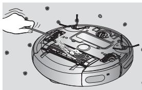SAMSUNG SRR400 - Schalten Sie den Netzschalter unter am Saugschlitten immer aus, ehe Sie den Robo-Sauger reinigen. - 3