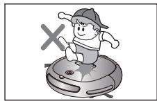 SAMSUNG SRR400 - Ensure that children do not step or sit on the vacuum cleaning robot. - 1