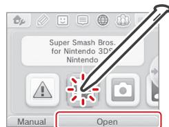 NINTENDO MINI CLASSICS - Turn the power on and when the HOME Menu appears, tap the icon for the Game Card you have inserted, then tap Open. - 1